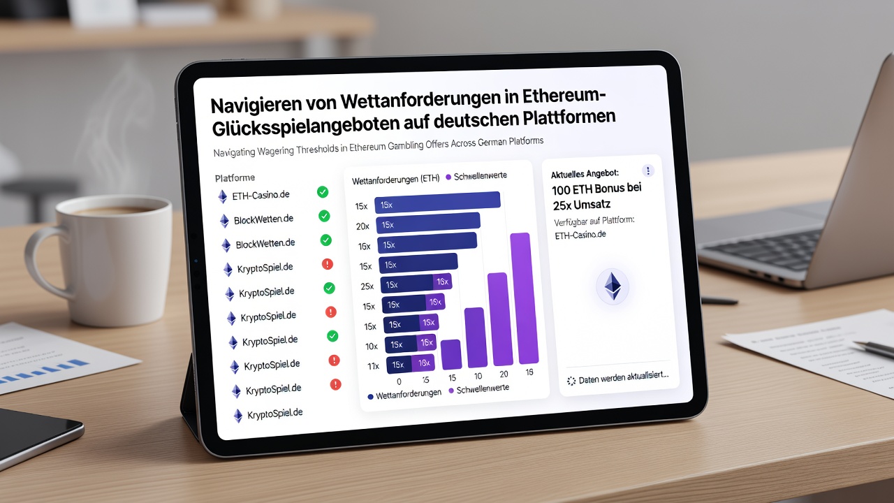 Übersicht über typische Umsatzanforderungen und Ethereum-Boni auf deutschen Glücksspielseiten